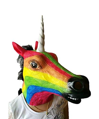 DylunSky Halloween Rainbow Licorne Cheval Masque en Latex co